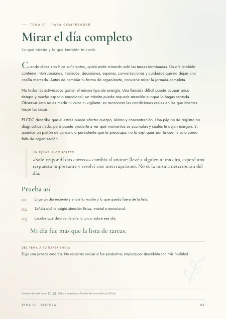 Primera página real de Cuando el cansancio se acumula